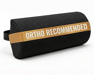 D-Shaped Lumbar Support Roll | Premium Memory Foam | 5-Year Warranty | Medical Grade Back Cushion for Lower Back Pain, Sciatica & Spinal Alignment | Office Chair & Car Seat Lumbar Roll(Black)