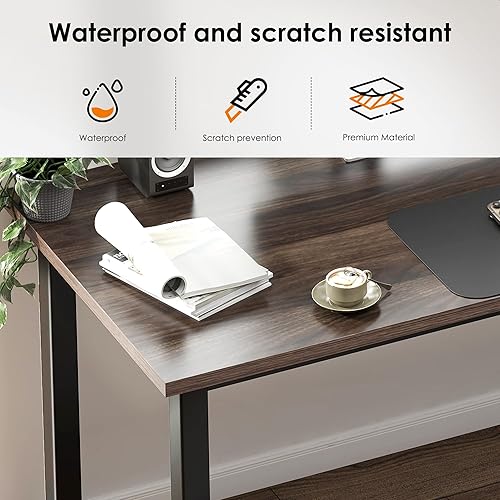 Miniatura 92 de DlandHome Escritorio pequeño para computadora de 31.5 pulgadas, mesa de escritura para espacios pequeños, mesa de estudio, escritorio para Nogal