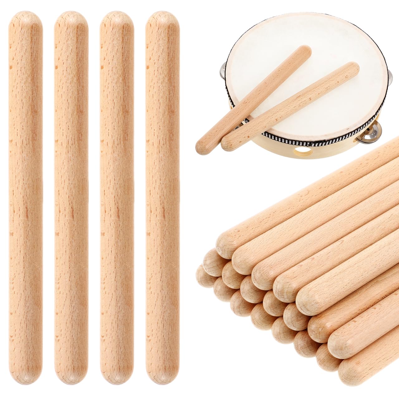 ibasenice Set di legnetti sonori 20 pezzi Orff Strumenti musicali, realizzati in pregiato legno naturale, adatti ai bambini, ideali per lezioni di musica all'asilo e attività di gruppo