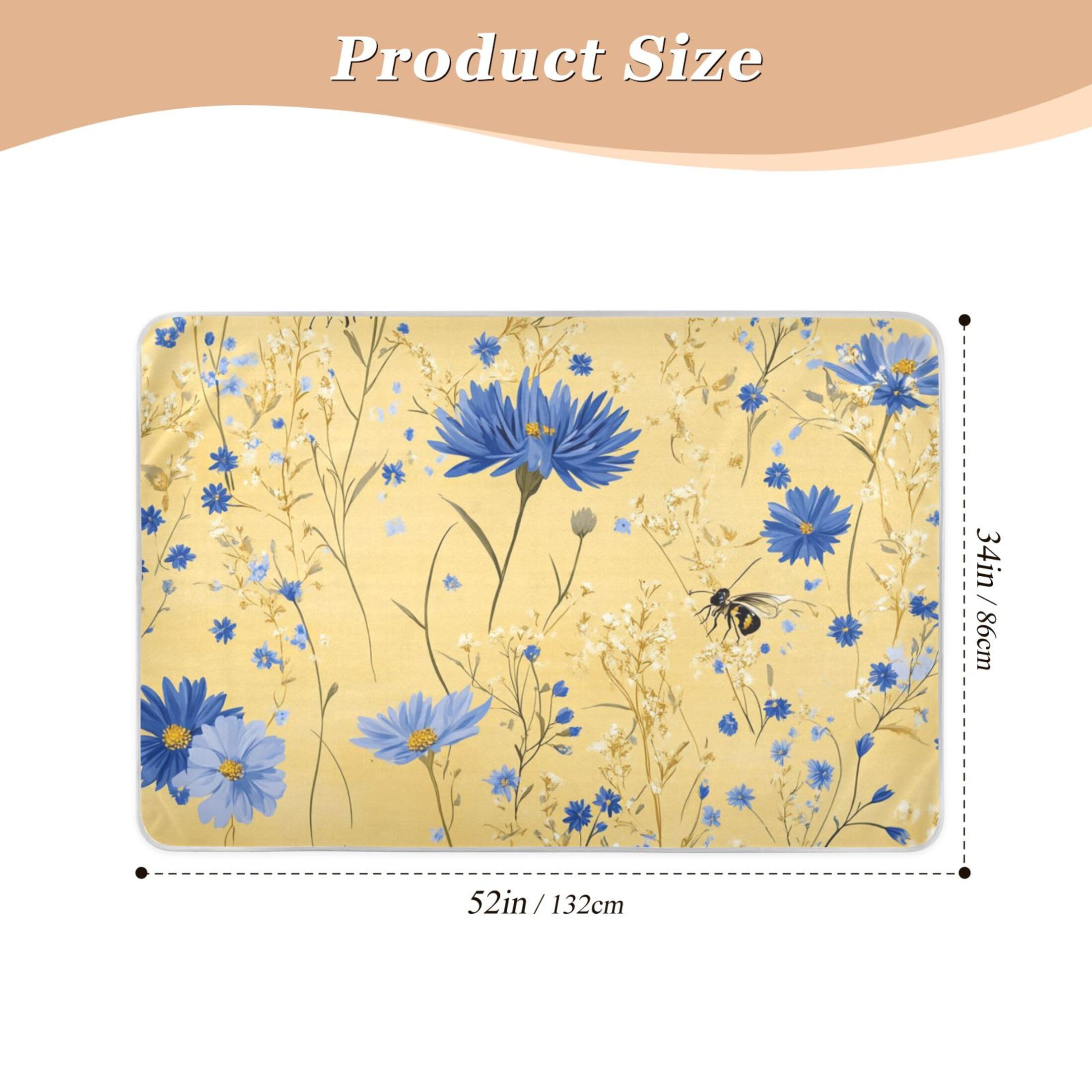 Cornflower Yellow Extra Large Resuable Changing Pad Covers Waterproof Washable Flat Crib Pads Machine Washable Travel Mattress for Children Adults Pets, 52