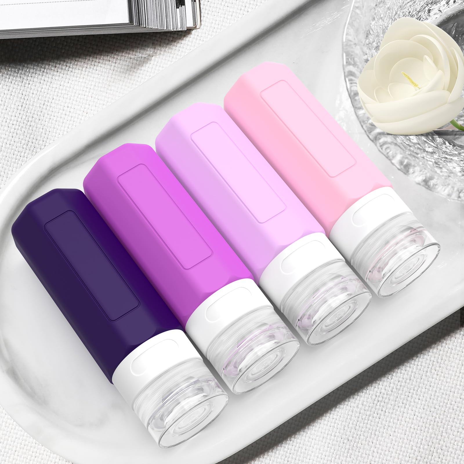 Redfly Bottiglie da viaggio per articoli da toeletta, approvate TSA, contenitori da viaggio da 85 g, contenitori comprimibili in silicone a prova di perdite, per articoli da toeletta, senza BPA