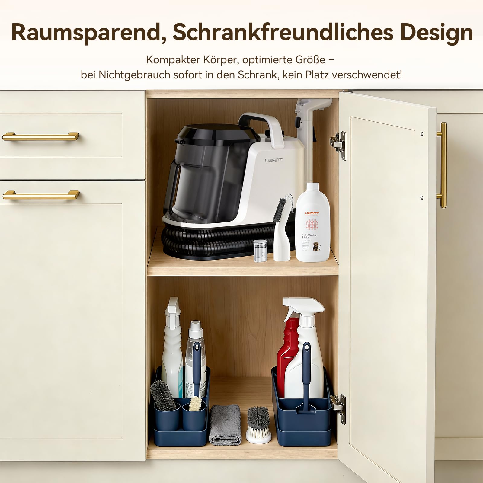 Uwant Y100 Steam Polsterreiniger Gerät, 3-in-1 Nasssauger für Sofa, Teppich und Auto mit 18KPA, 100°C Heißdampf, 65°C Heißwasser, Kaltwasser. Selbstreinigung, Multi-Bürstenkopf & 500ml Teppichreiniger
