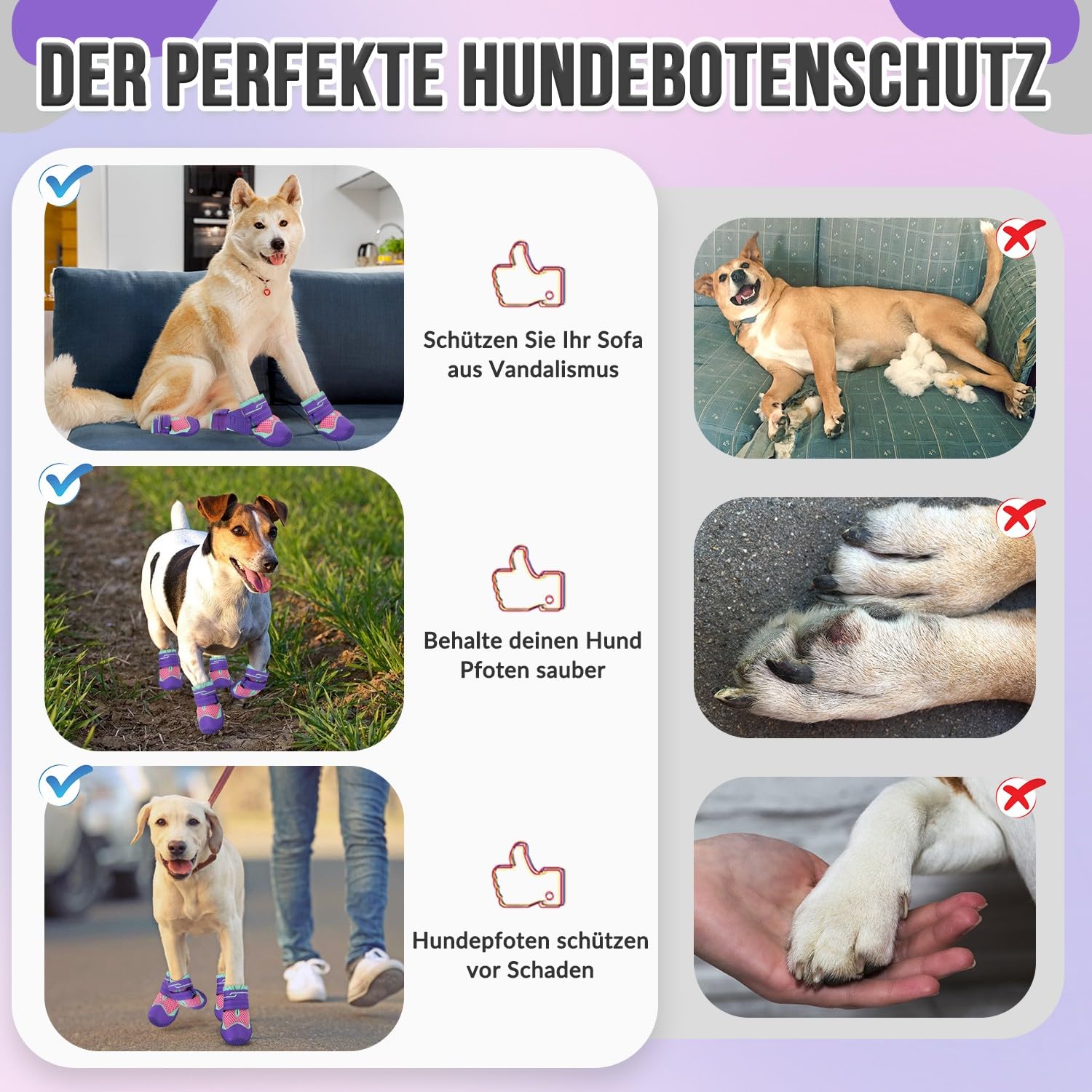 SlowTon Hundeschuhe Pfotenschutz, 4 Stück atmungsaktive Hunde Schuhe Outdoor mit Rutschfester Sohle, verstellbarem reflektierendem Klettverschluss Hundestiefel für kleine, mittlere und große Hunde