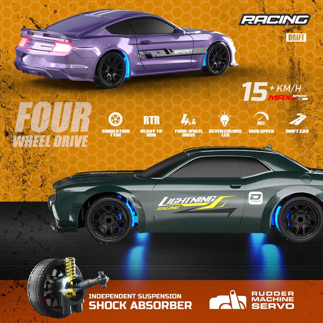 1/43 Mini RC Drift Auto z żyroskopem, 2,4 G, zdalnie sterowany samochód RC Drift, samochód sportowy z diodami LED, 15 km/h, w pełni proporcjonalny pojazd RC, prezent dla dorosłych