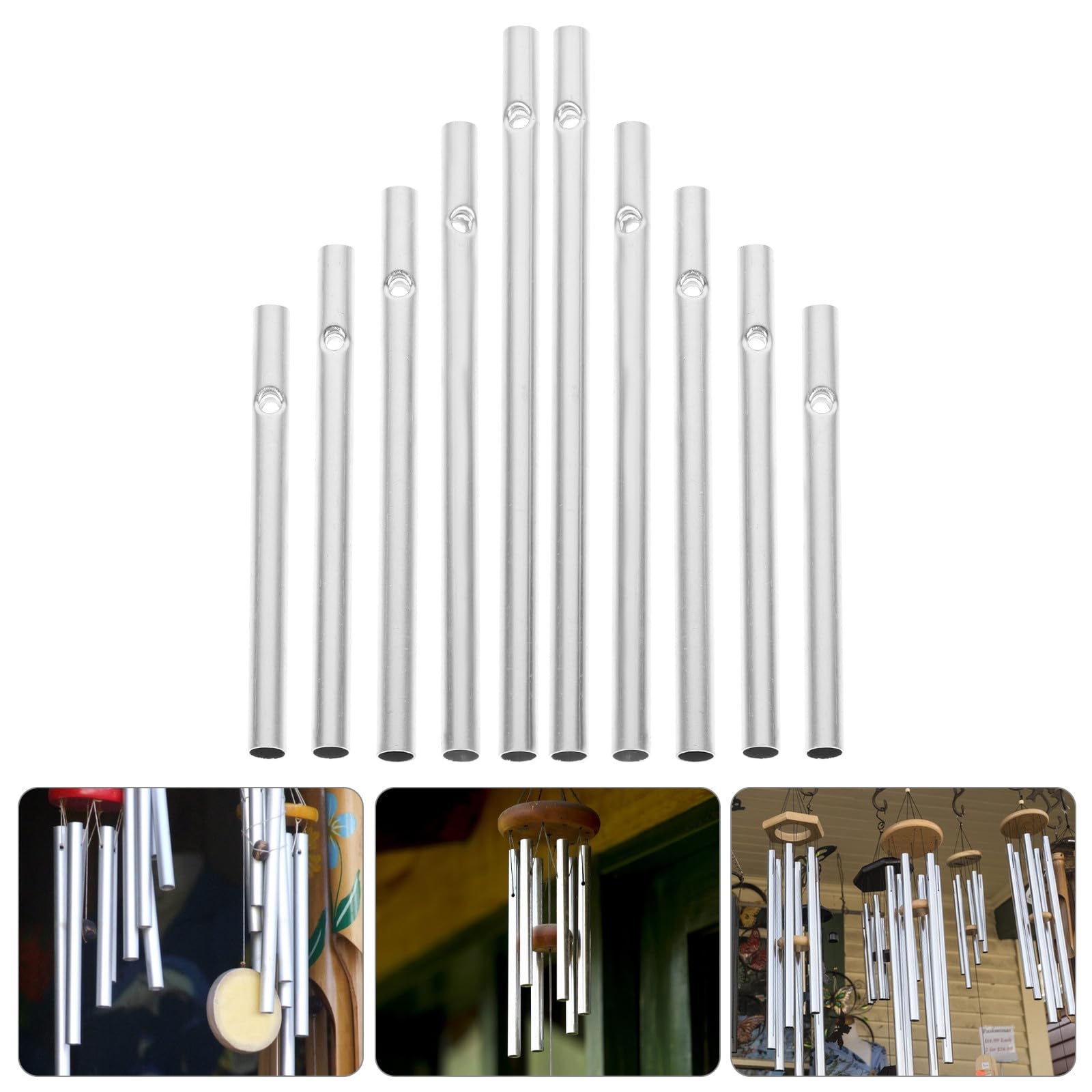 Tubi per Campanelli Eolici in Alluminio Argento 60 Pezzi Tubo Cavo di 6 Mm Facile da Appendere per Decorare Qualsiasi Luogo e Porta Posteriore