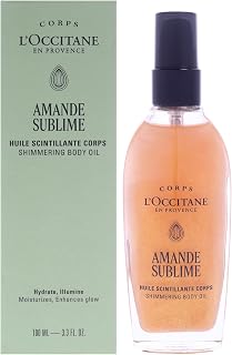L'Occitane Badem Işıltılı Vücut Bakım Yağı, Altın Rengi Işıltı, Tatlı Badem Yağı İçeren Besleyici ve Nemlendirici, 100 ml
