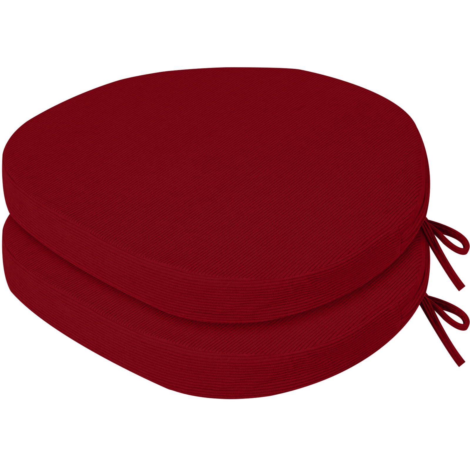 PRIMEPATIO Sitzkissen Stuhl Indoor, Hochdichter Schaumstoff-Stuhlauflage für Küchenstuhl, Esszimmerstuhl und Outdoor Gartenstuhl mit Bändern und Waschbar Bezug, Stuhlkissen 50x50x5cm 2er-Set, Rot