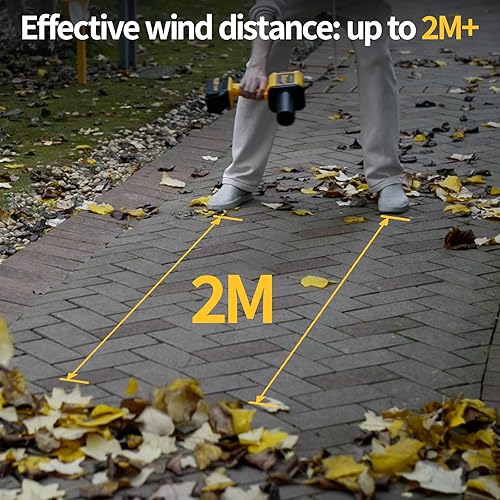 Miniatura 8 de Soplador de hojas inalámbrico con batería de 2 x 4.0 Ah y cargador [batería con luz LED al aire libre+control de velocidad continuo] Soplador de