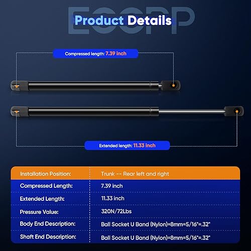 Miniatura 3 de ECCPP Tapa trasera del maletero soportes de elevación para Chrysler Sebring 2001-2006, para Dodge Charger 2006-2014, para Dodge Stratus 2001-2006 (2