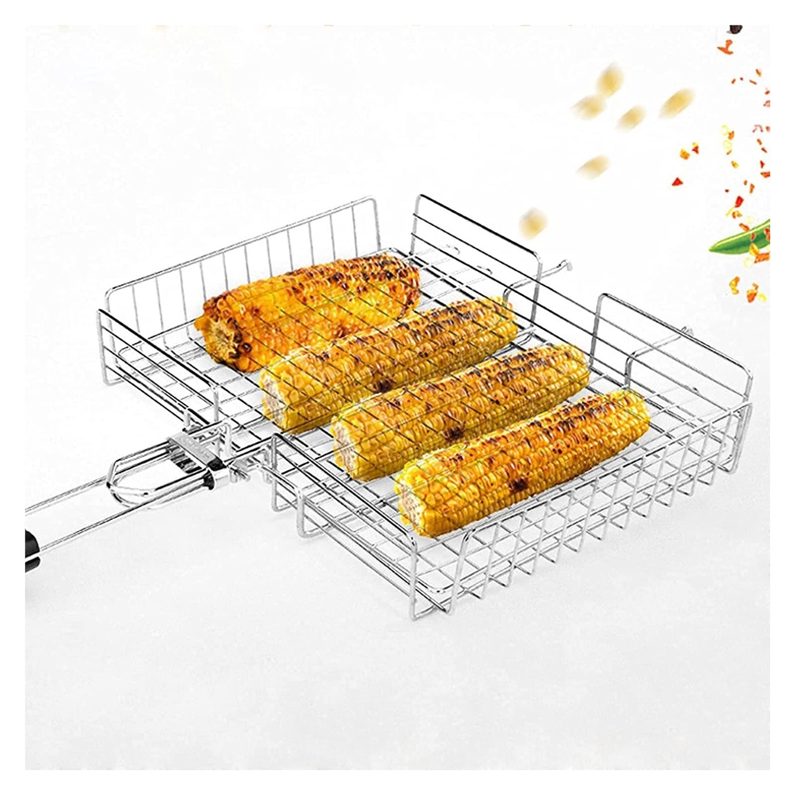Cesta de barbacoa de acero inoxidable, parrilla portátil grande para asar verduras, pescado y camarones, accesorio para parrilla de barbacoa