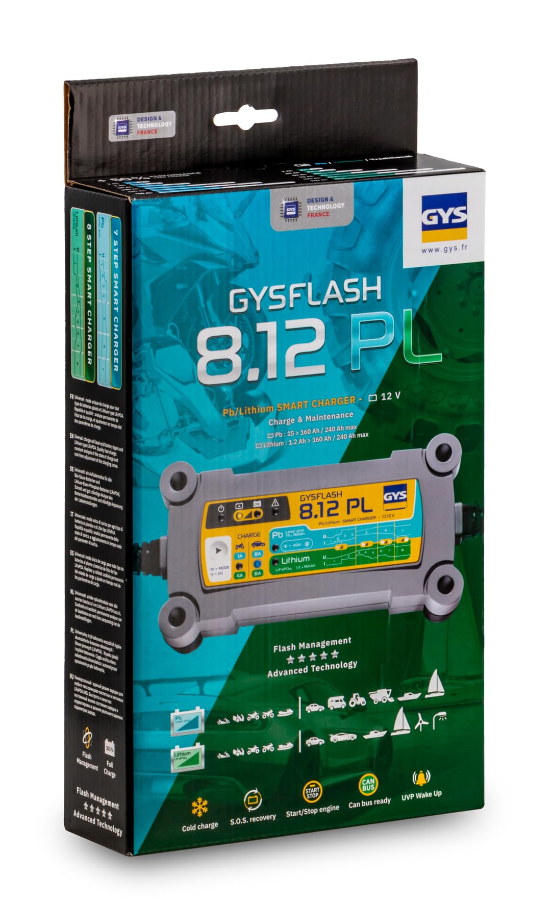 GYS Cargador de batería de Coche para Coche Moto Batería desde 15 1.5Ah 069282