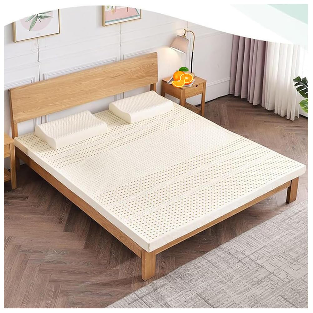 Matrastopper van 100% natuurlijk biologisch latex (1 King Medium biologische katoenen hoes) Duurzaam, stevig en veerkrachtig Drukverlichtende dikte,2.5cm,70x200cm(27X79in