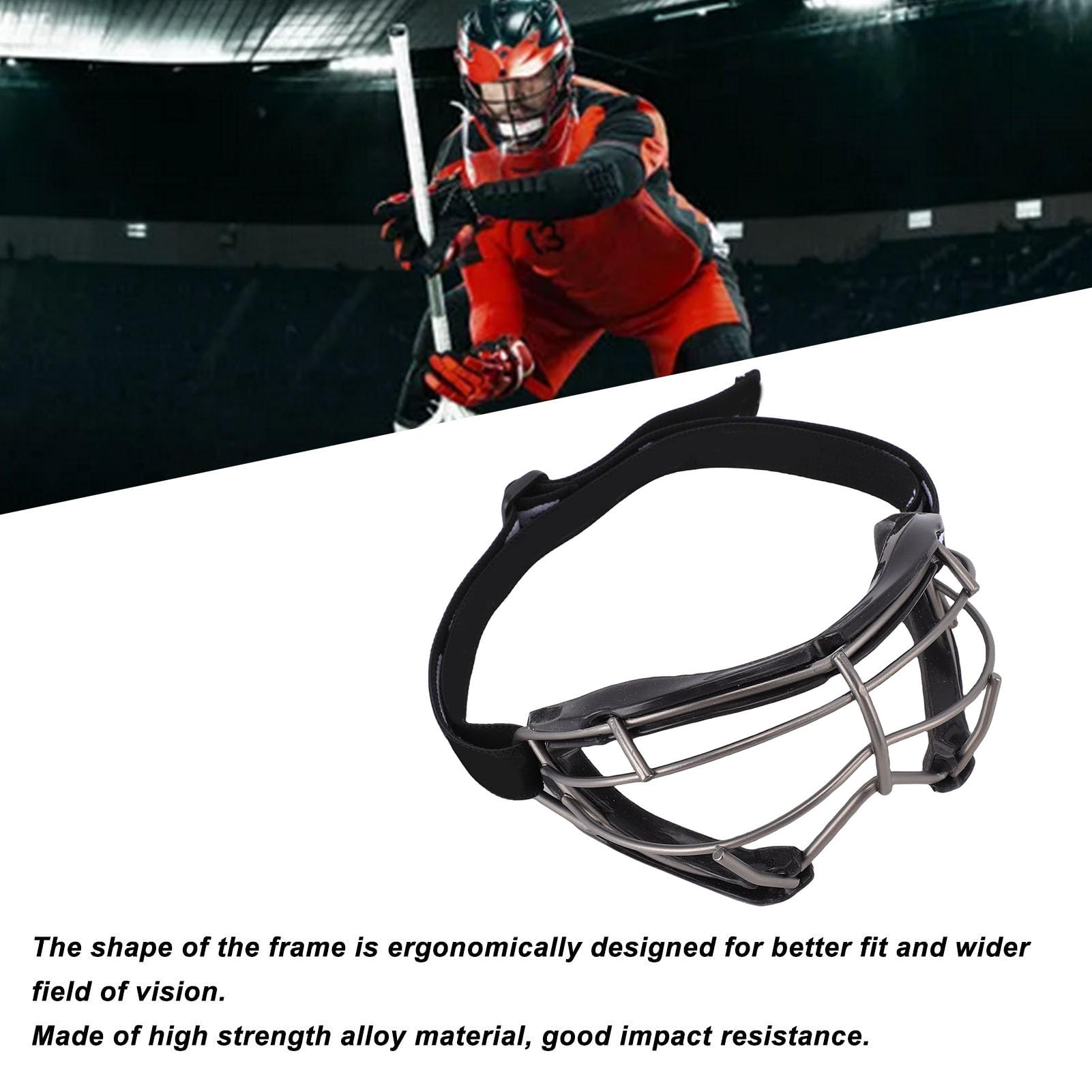 Gogle do Lacrosse, Ochronne Okulary Ochronne dla Kobiet, Przeciwmgielne i Antypoślizgowe Okulary, Gogle z ramą ze Stopu o Wysokiej Wytrzymałości, Idealne do Lacrosse i Innych Sportów