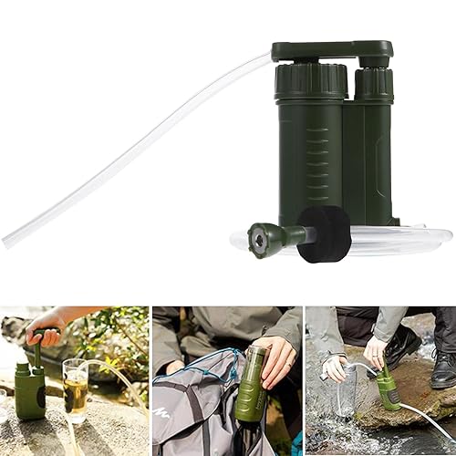 Miniatura 9 de Filtro de agua portátil Purificador de supervivencia al aire libre Emergencia Senderismo Camping Dispositivo de filtración de agua para viajes y