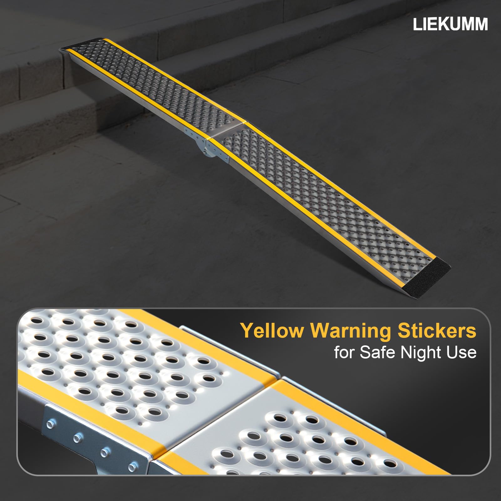 LIEKUMM Rampa di carico leggera per moto, 200 x 21,5 cm, pieghevole, in alluminio, per furgoni, portata 300 kg, antiscivolo, portatile, per E-bike, Dirt Bike, scooter, bici
