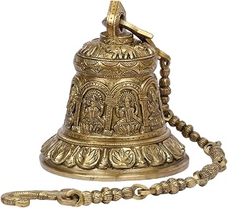 Artvarko Deep Sound Big Astalaxmi Engraved Hanging Brass Temple Bell/Ghanta for Pooja Room, Mandir Or Home Decor 5.5 Kg Price In India