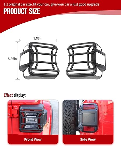 Miniatura 5 de JeCar Cubiertas de luz trasera LED, protectores de luz de freno trasera, accesorios exteriores compatibles con Jeep Wrangler JL JLU 2018-2023