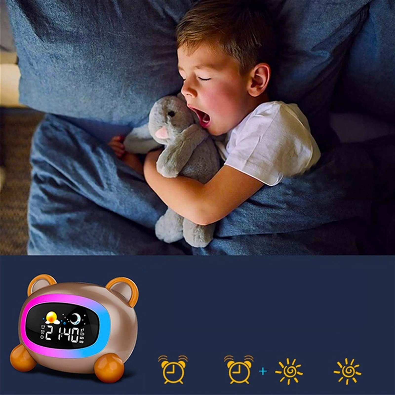 Budzik dziecięcy budzik, maluch Ok to Wake Clock z dźwiękiem i treningiem snu, lampki nocne dla małych dzieci, chłopców, dziewcząt, nastolatków, sypialni, inteligentnie uczonych
