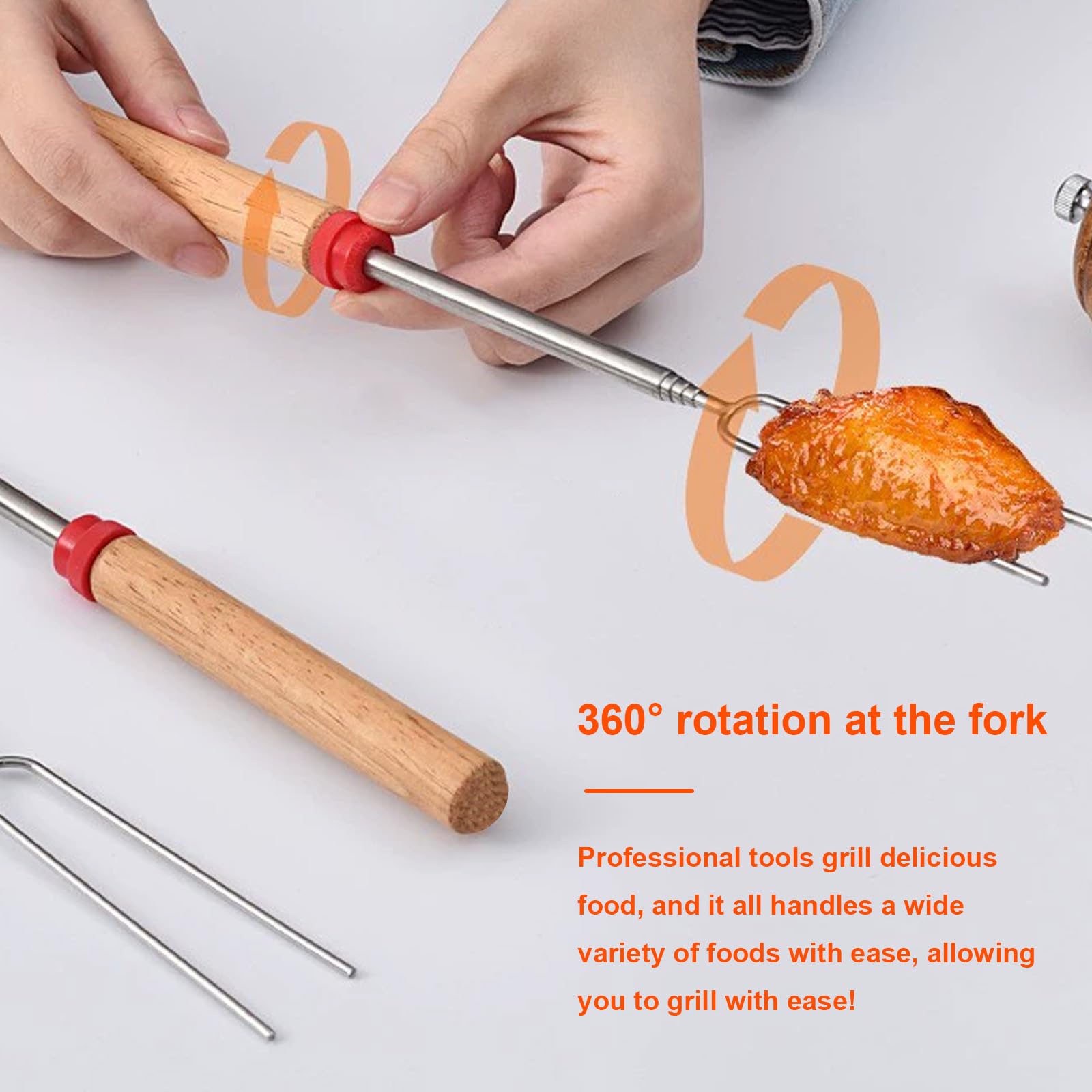 Kit di 10 forchette da tostatura estensibili per marshmallow, bastoncini telescopici da 30 a 80 cm, in acciaio inox, accessori per barbecue e falò, accessori per braciere, barbecue e campeggio