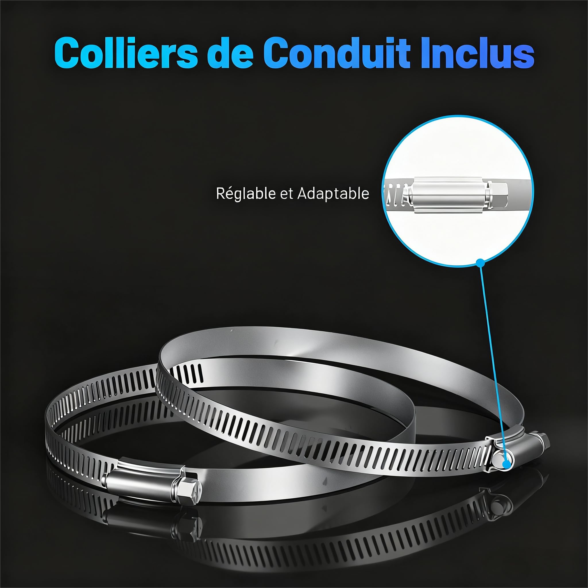 Gaine VMC 125mm 5m – Tuyau Évacuation Sèche-Linge Souple 5 Couches avec Colliers, Sans Odeur, Pour Ventilation, Trockner, Salle de Bain, Cuisine & Garage, Noir