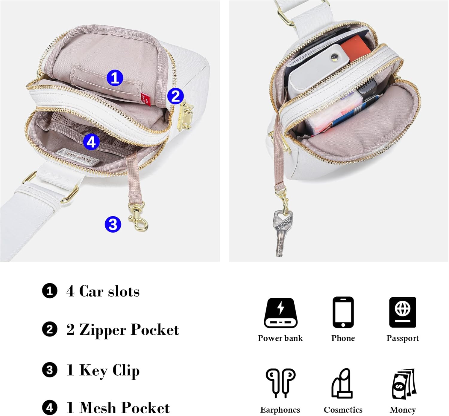 INICAT Small Sling Bag for Women Everyday & Travel Crossbody Bags Lightweight Cross Body Purses Vegan Leather