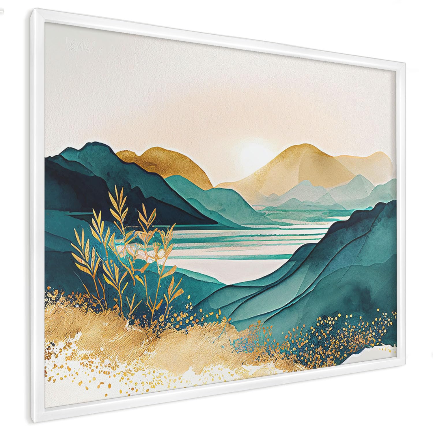 Pannello Magnetico 80x60 cm | con Cornice Bianca | Una Vista Serena | Montaggio Facile | Lavagnetta Calamite | Creativa | Per Casa Ufficio e Scuola, Lettere Magnetiche e Appunti