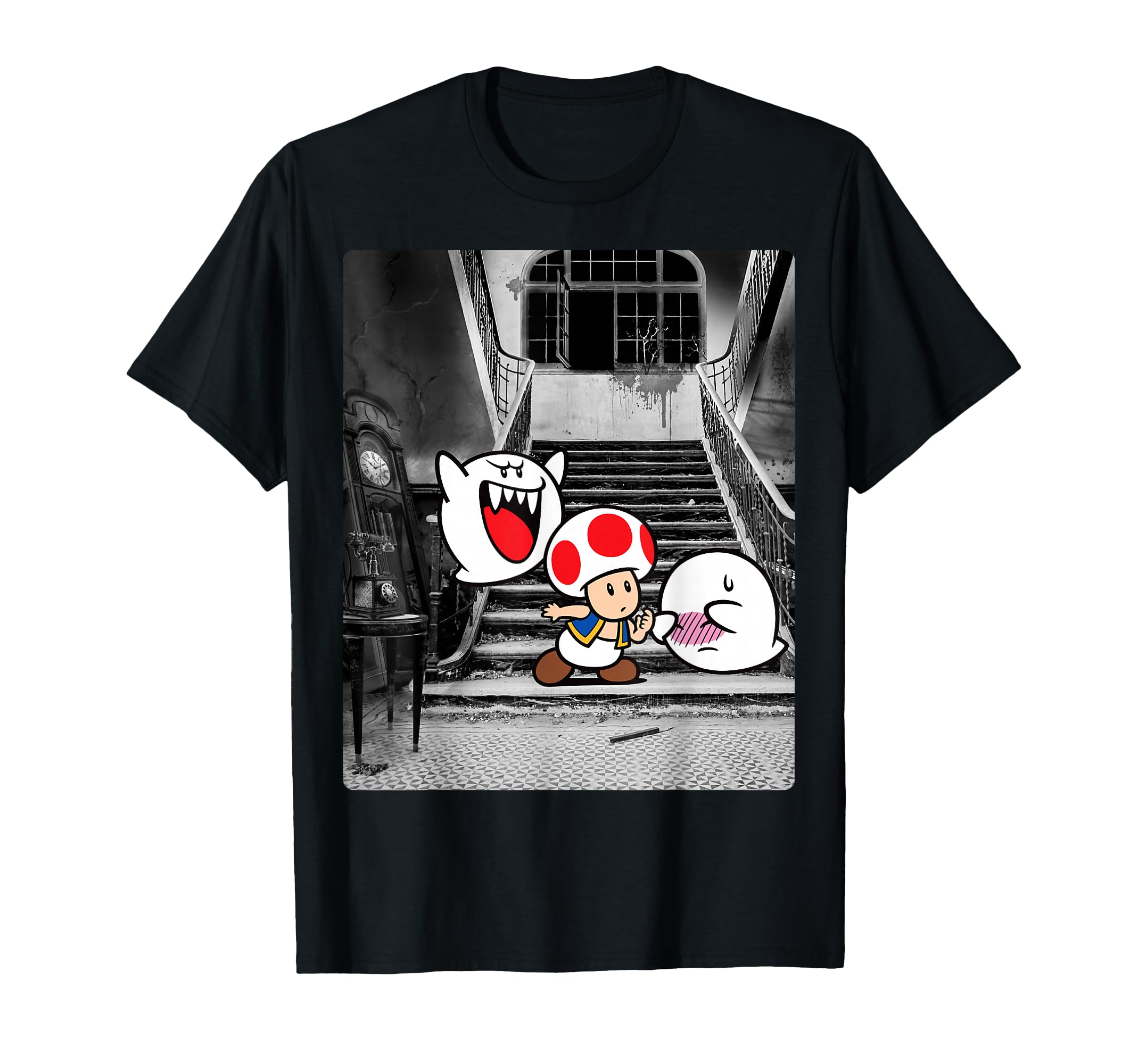 Super Mario Toad and Boo Haunted Mansion Portrait Poster T-Shirt