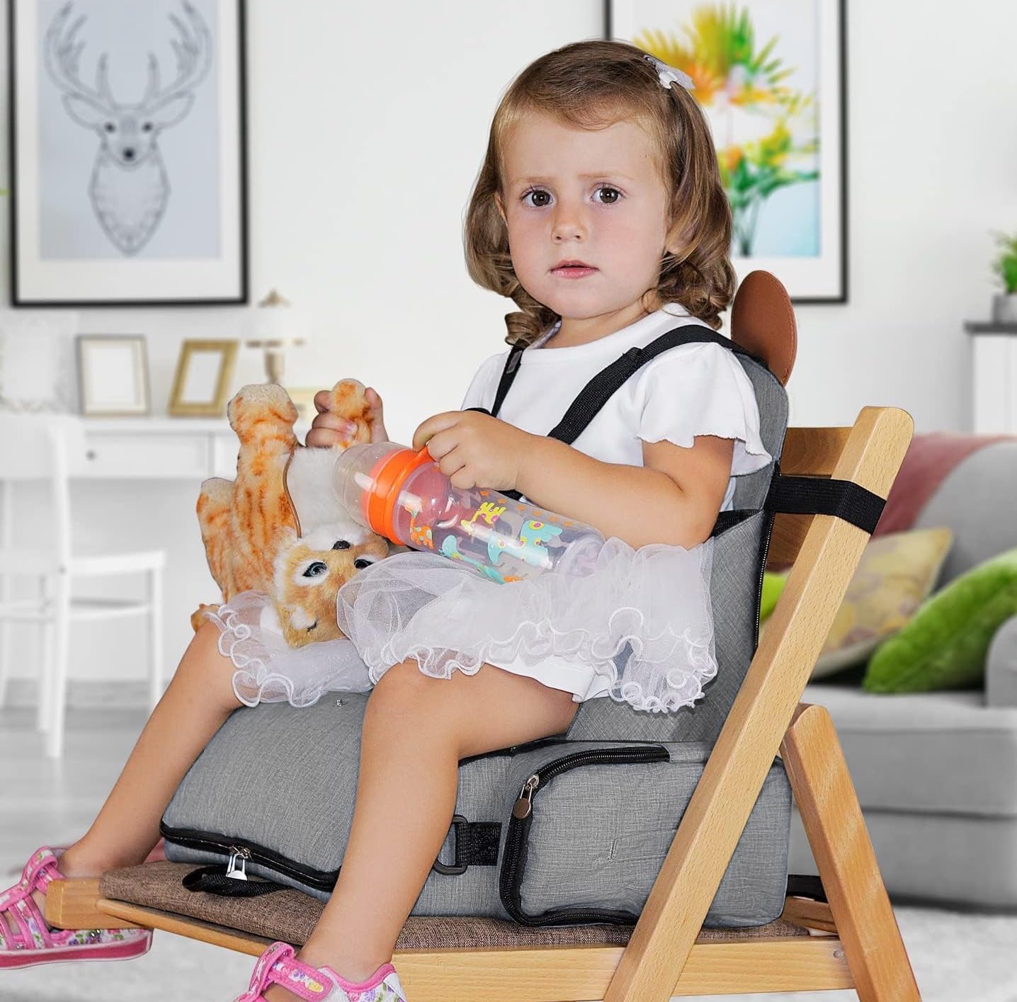 Rehausseur Chaise Enfant 4en1, Sac De Poussette- Sac à Dos Multi-Fonctions Pour Maman- Chaise Haute Bebe De Voyage, Portable, Matelas a Langer, Tissu Eco-Oxford Waterproof®