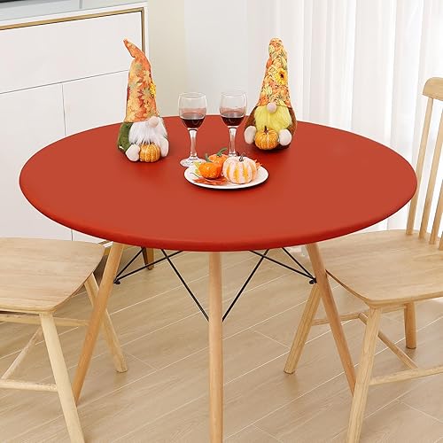 Miniatura 6 de smiry Mantel redondo para mesa redonda, manteles de vinilo elásticos con parte trasera de franela para mesas redondas de 36 a 44 pulgadas, fundas de