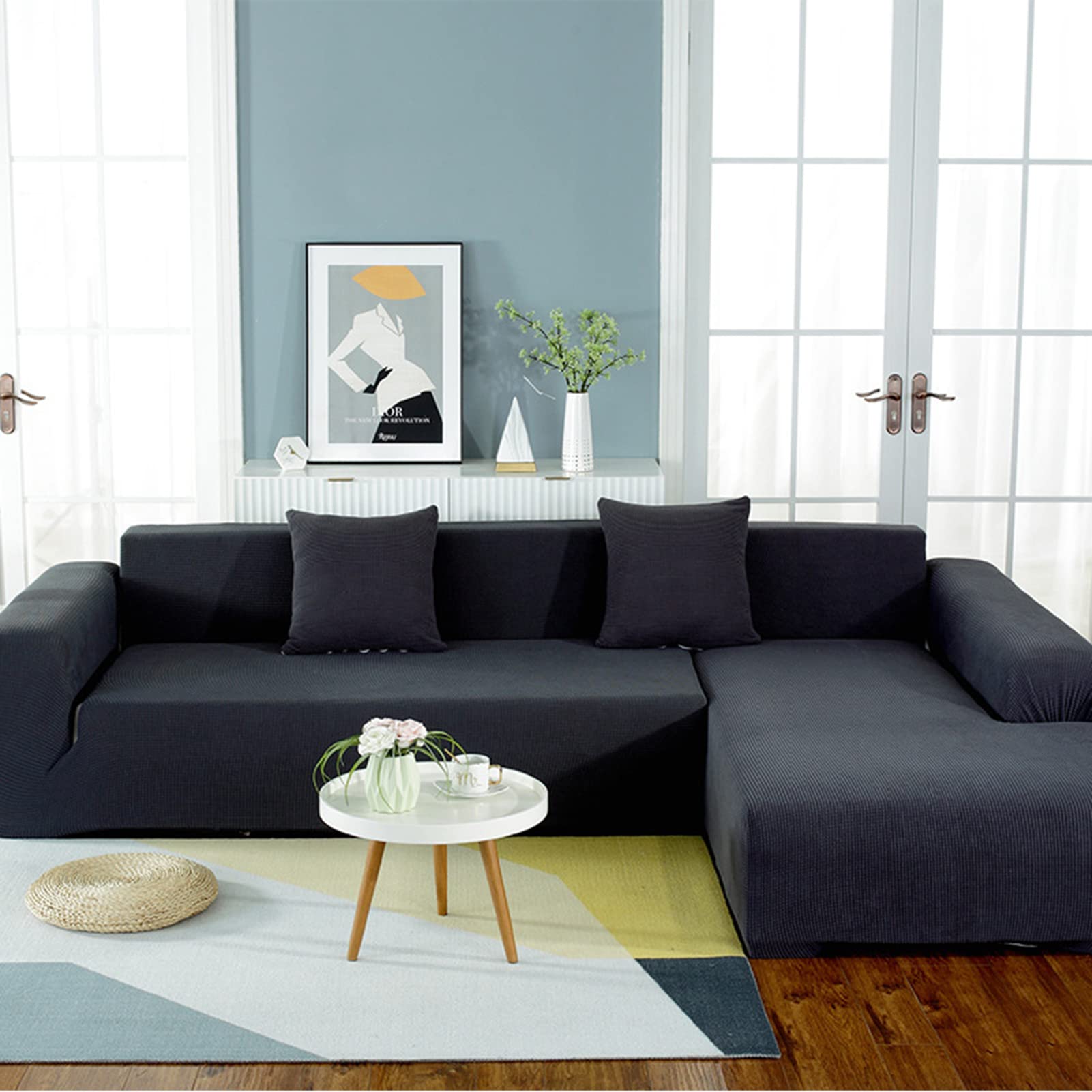 Housse de canapé extensible contre l'usure du fauteuil 1 place jacquard