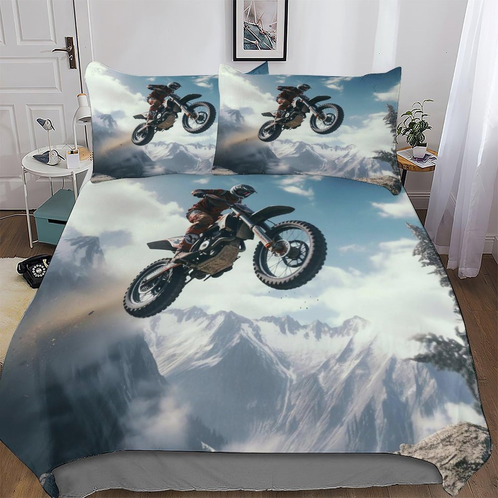 Motocross parure de lit 220x240cm pour transformer la chambre des enfants en piste de course