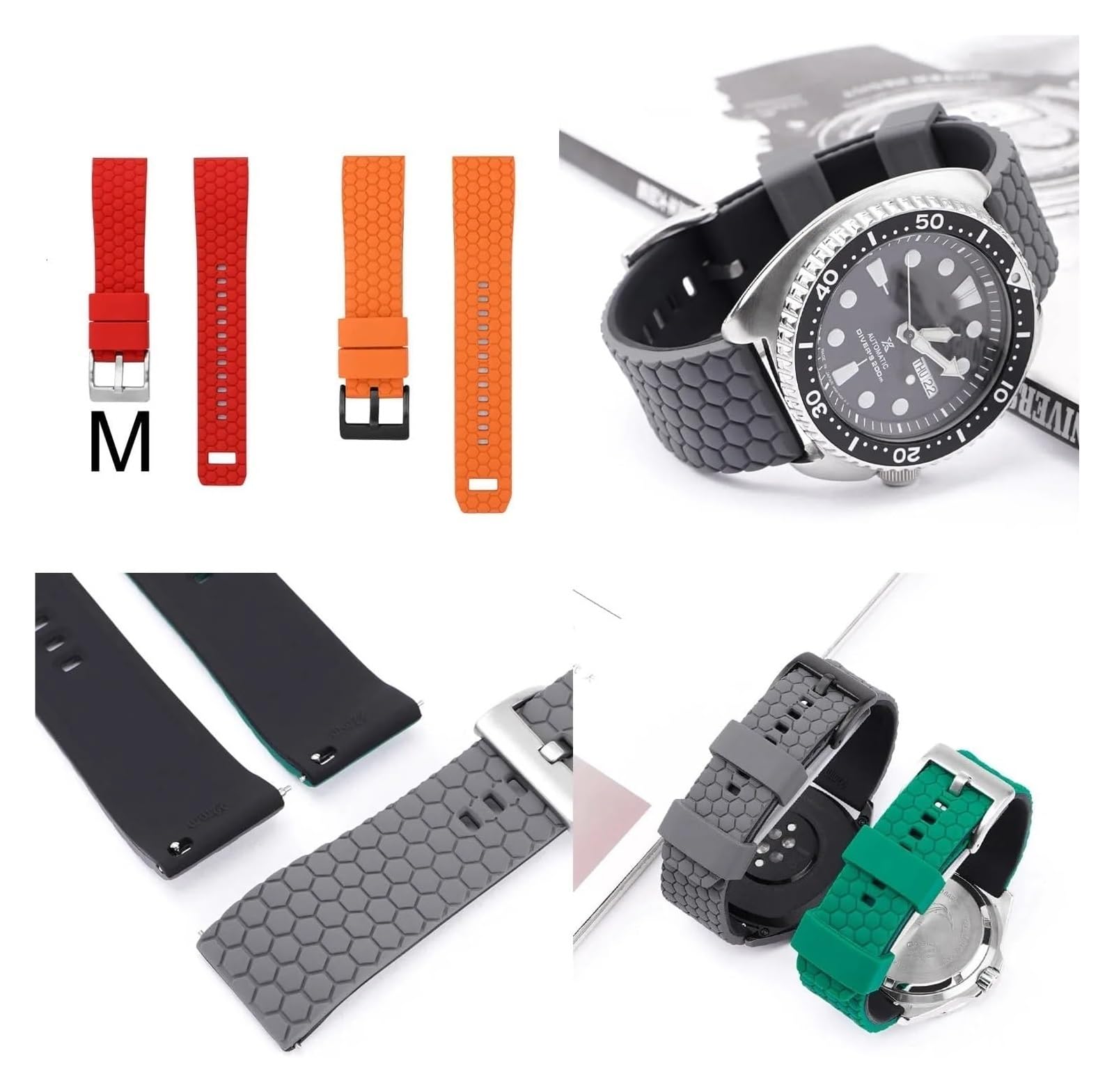 Bracelets en silicone avec boucle en acier inoxyda Bracelet en silicone Bracelet de montre en silicone de qualité supérieure Bracelet de montre en caoutchouc à dégagement rapide 20mm 22mm Bracelet de