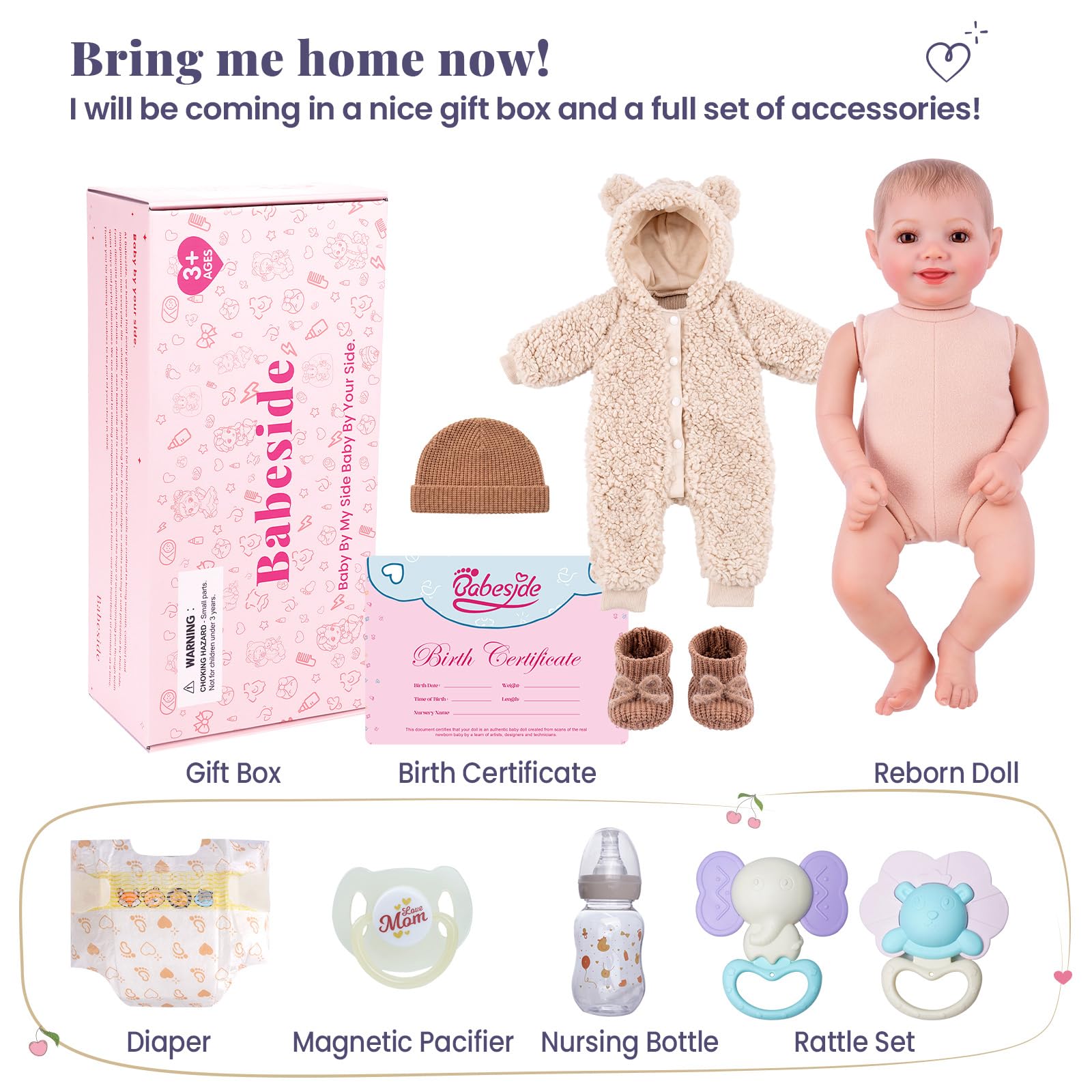 BABESIDE Bambole Reborn Baby Realistica Sunny Girls 17 Pollici