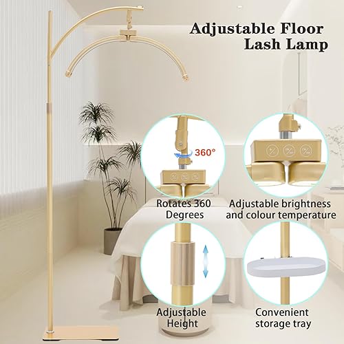 Miniatura 13 de Lámpara de pestañas para extensiones de pestañas, lámpara de pestañas LED ajustable, luz de media luna, tatuaje, iluminación sin sombras, para Dorado