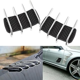 Xotic Tech 2X ABS Plastic Car Exterior Custom Hood Side Flow Vent Fender Intake Grille Air Net Door Cover Decal Auto Stickers Universal for Cars, SUVs