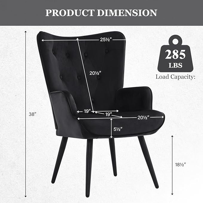Sillón Terciopelo Negro Reclinable 2 Unidades miniatura 2