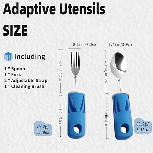 Miniatura 3 de Utensilios adaptativos, suministros especiales con peso y tenedor con agarre cómodo para artritis, temblores de manos, ancianos y pacientes de