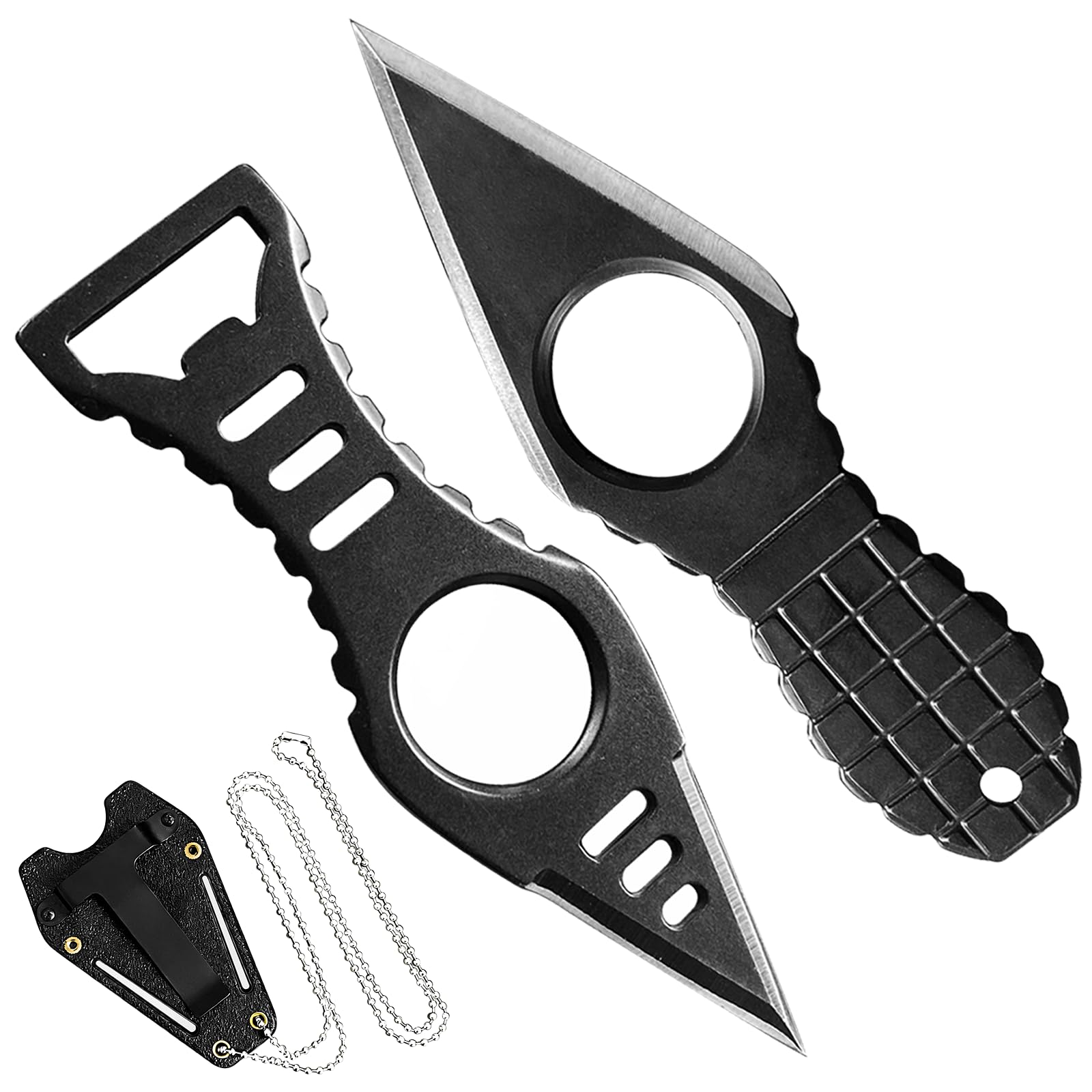 2PCS Neck Knife with Sheath and Necklace, Mini Fixed Blade Knife Necklace for Men, Ultra Small Pocket Knife EDC Tools Cool Gadgets for Camping, Survival, Hiking, Backpacking
