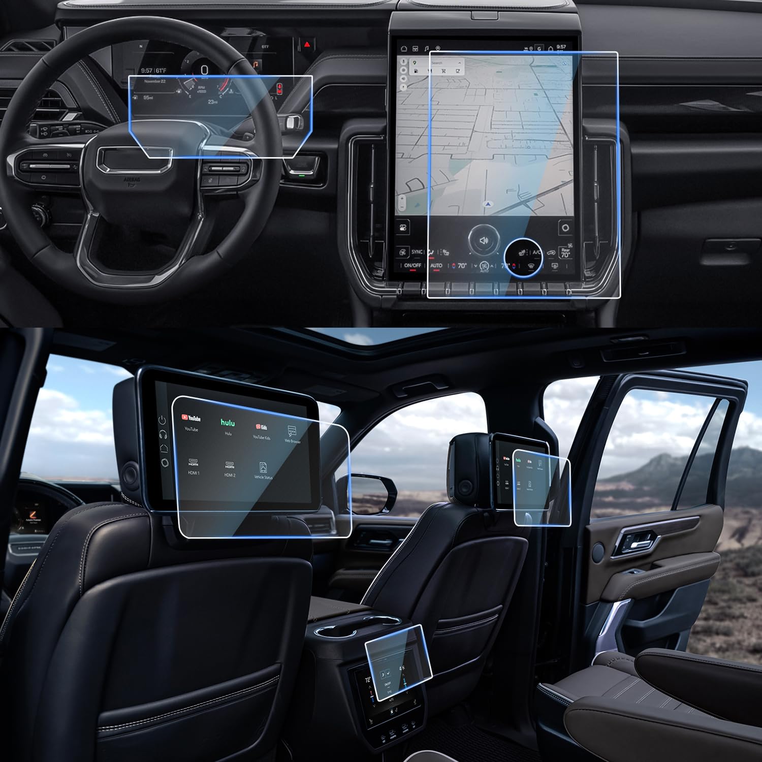 CDEFG UPGRADED 5Pcs for 2026 GMC Yukon Screen Protector, Tempered Glass for 2025 2026 GMC Yukon Accessories 16.8" Touchscreen & 11" Digital Cluster & 12.6" Rear-Seat Dual Displays