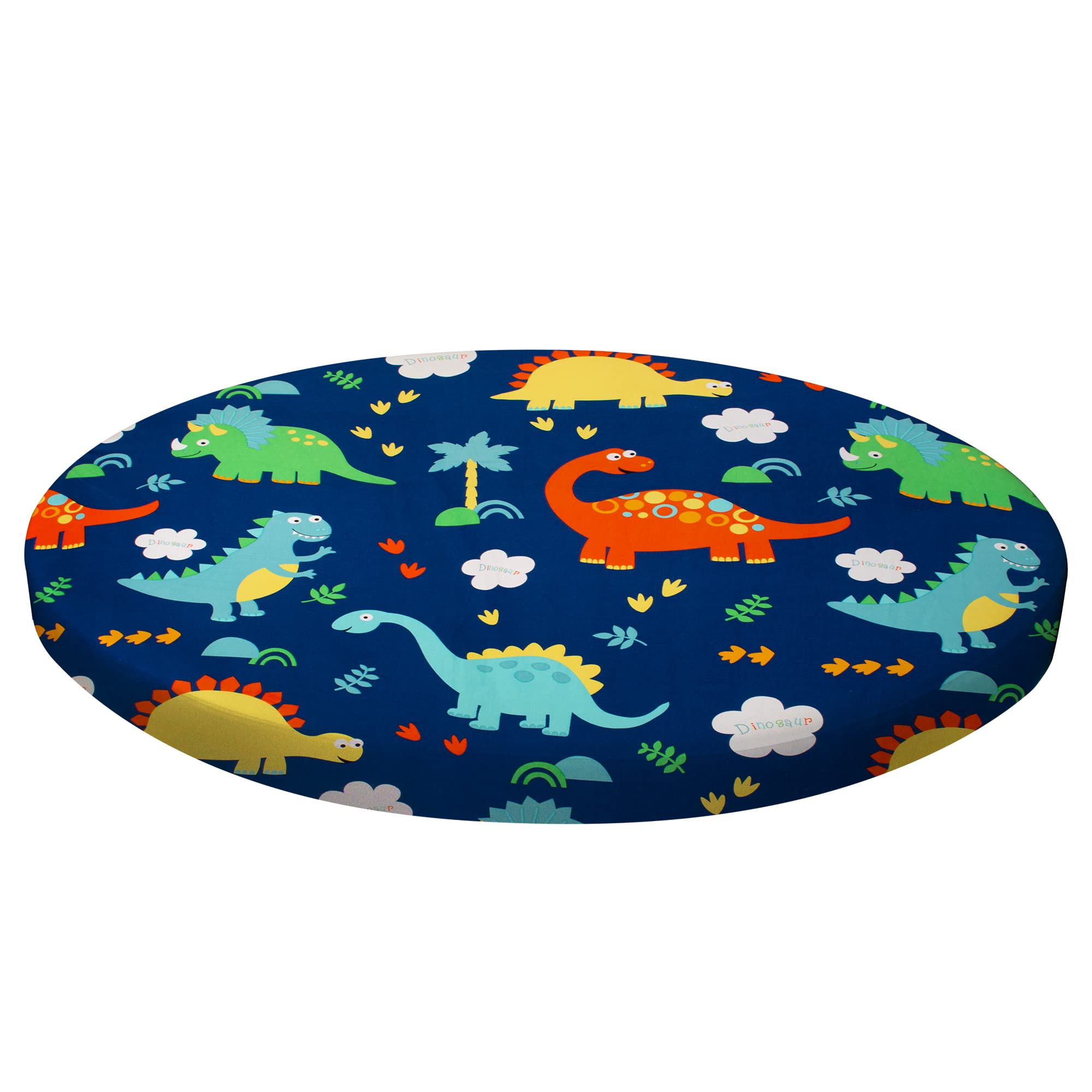 Cloele Round Stretchy Crib Sheet - Microfiber Dinosaur Fitted Sheet for 42 X 42 Mattresses Ultra Soft Round Fitted Sheet for Baby Boys