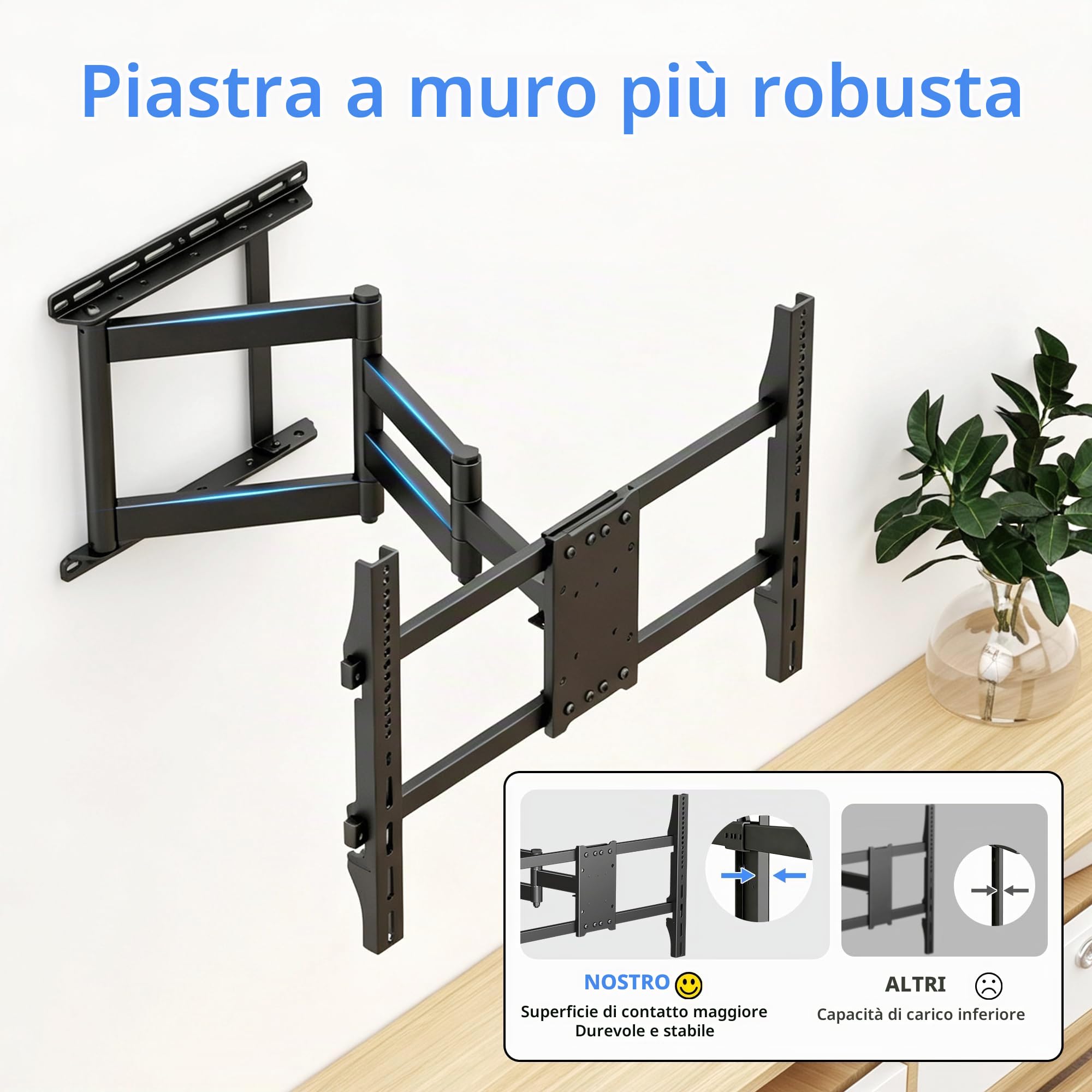 XINLEI Supporto TV a Parete Full Motion per Schermi 32-75 Pollici, Inclinabile e Livellabile, VESA Max 600×400 mm, Portata fino a 45 kg, MA1076M