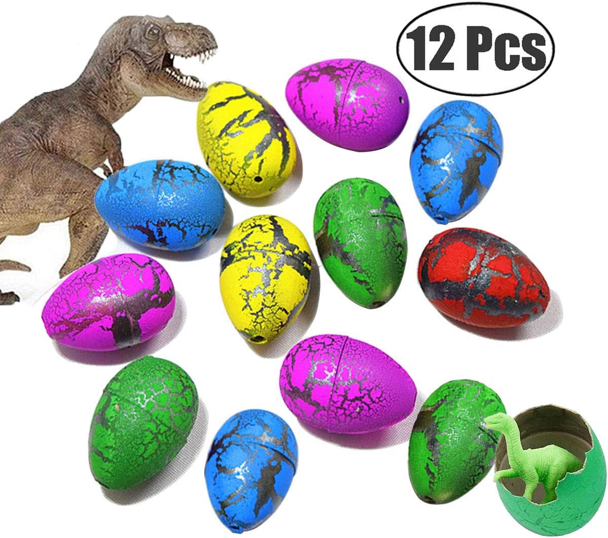 12 Pcs Hatching Dragon Egg Toys for Kids Colorful Crack Dinosaur Eggs Toy as Party Filler