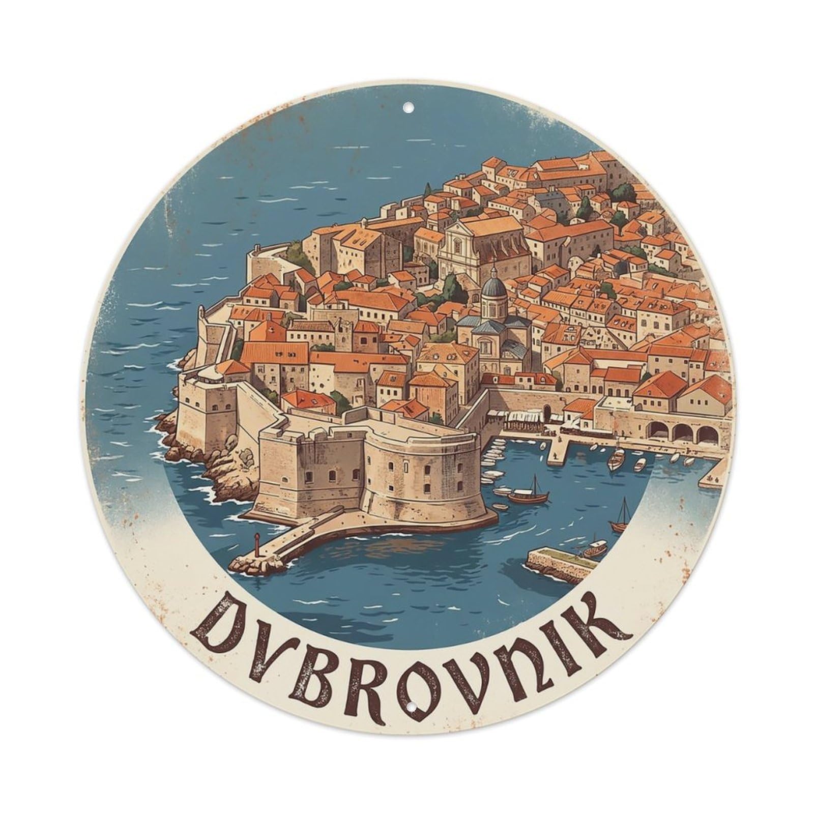 Retro Travel Croatia Dubrovnik Metal Tin Sign