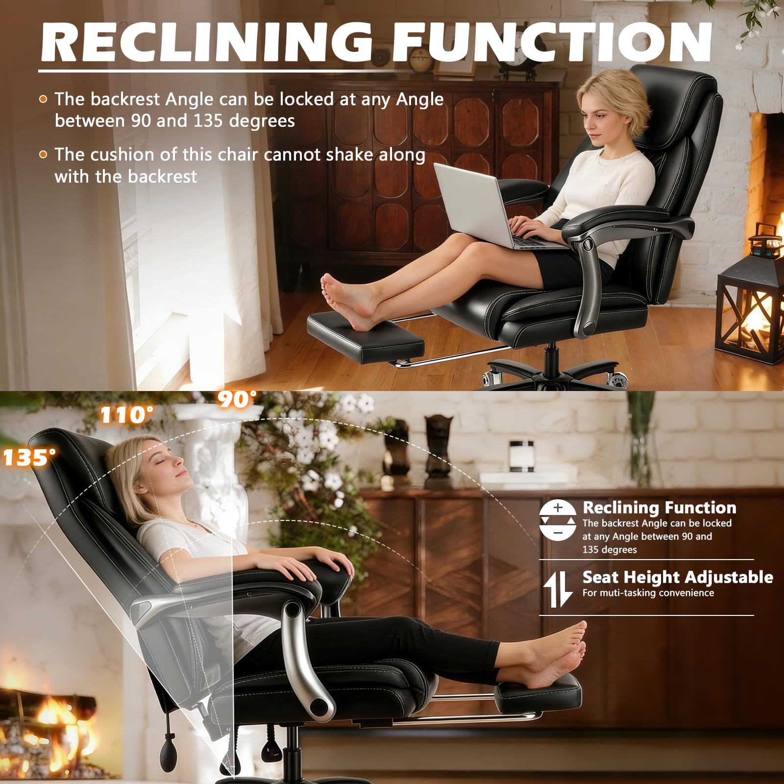700lbs Reclining Big and Tall Office Chair with Foot Rest Ergonomic Heavy Duty Executive Office Desk Chair with — view 6