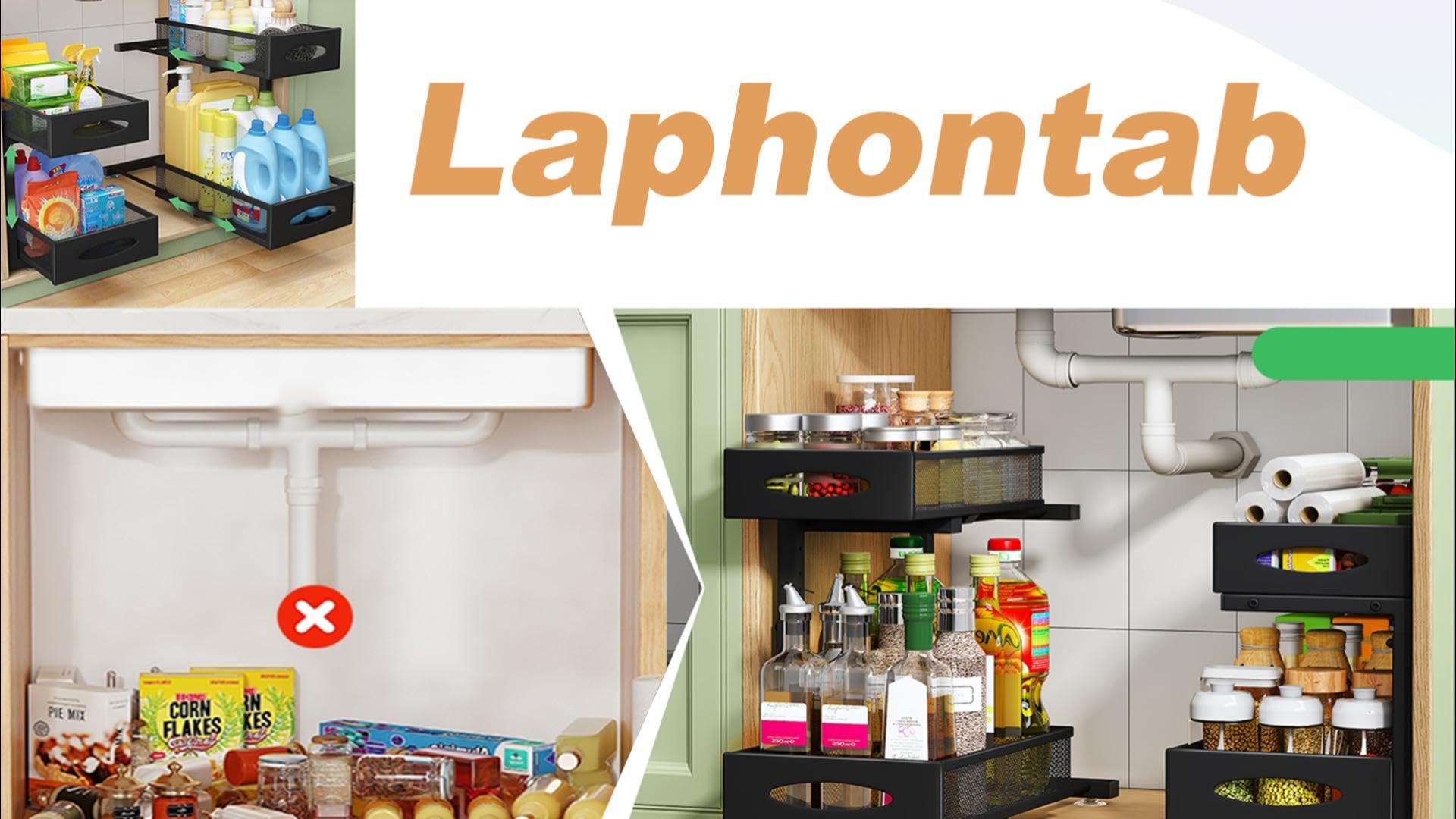 Organizer Sottolavello Cucina, Portaoggetti Organizzatore Ripiano Salvaspazio in Metallo a 2 Livelli，Utilizzato Universalmente in Cucine e Bagno, Regolabile in Altezza - Nero (1 Pezzo)
