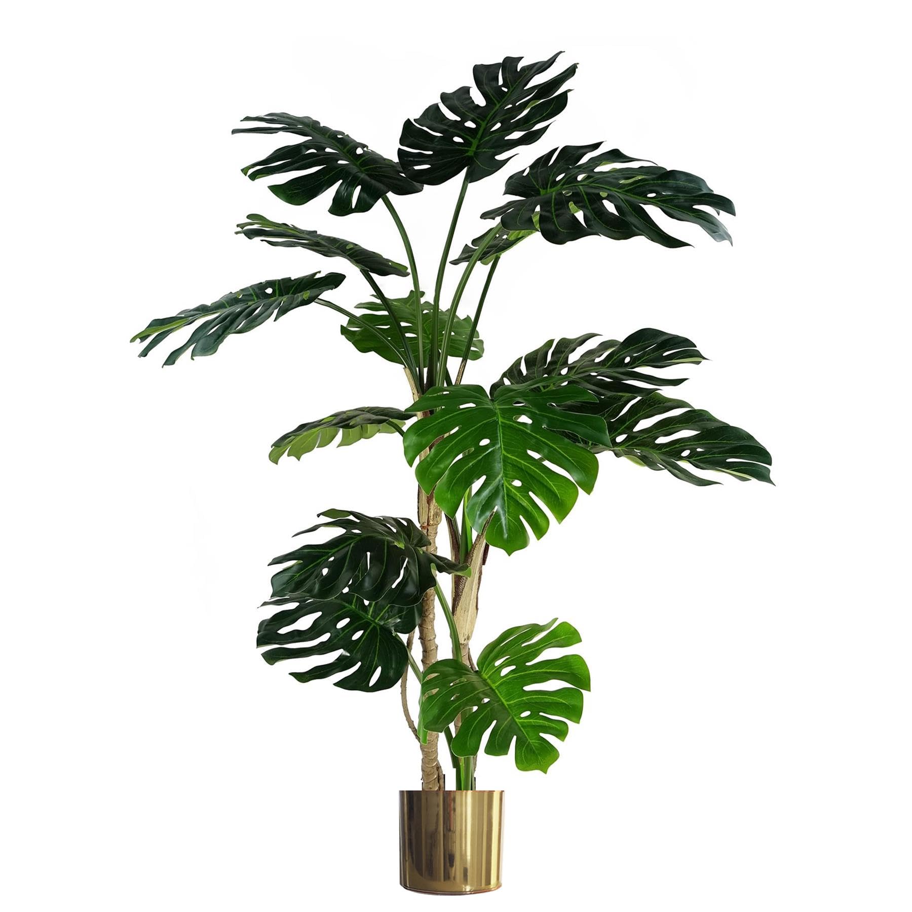 Artificial Monstera Plant 150cm - Luxury Cheese Plant - Tall - Gold Metal Planter - Green