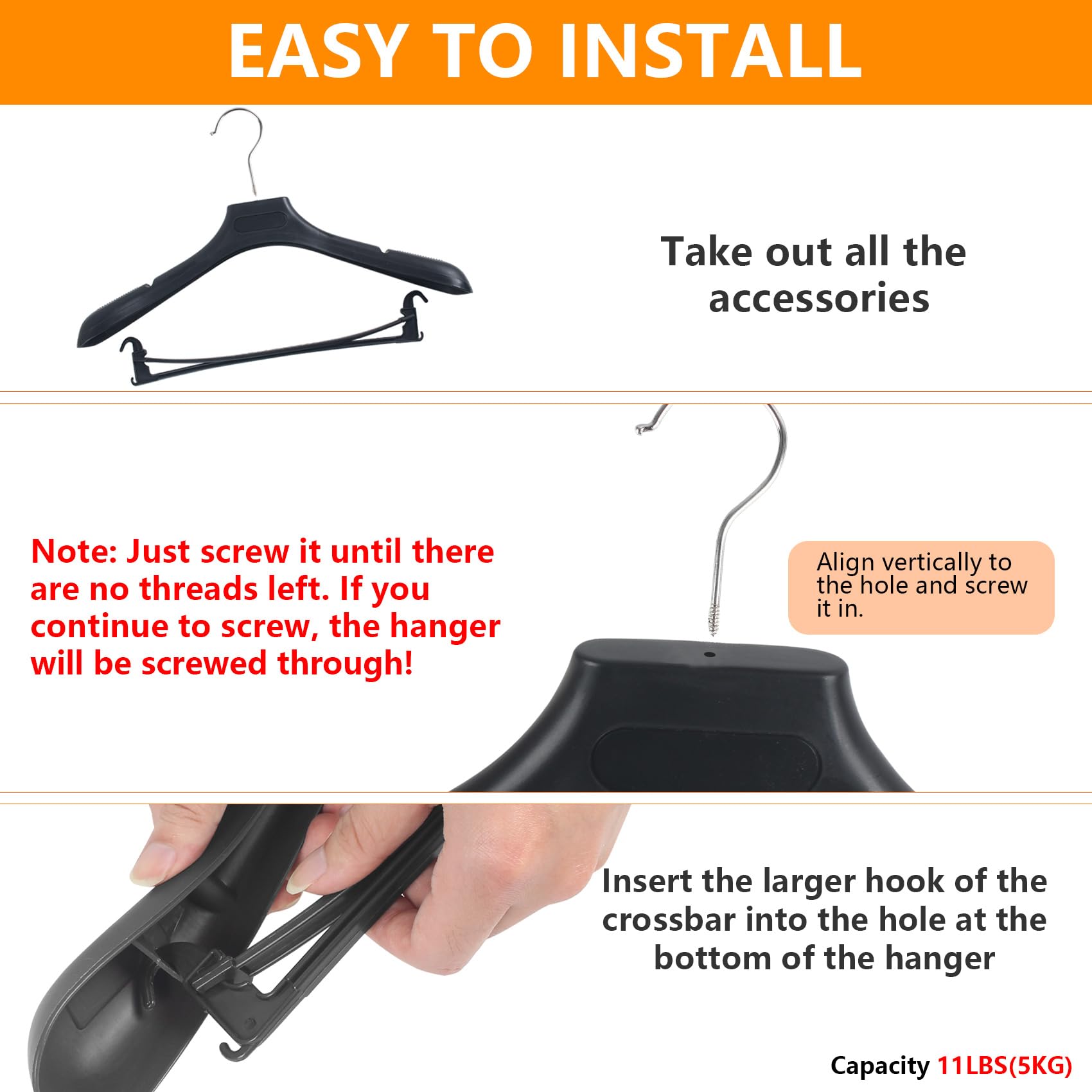 DEDU Perchas de Traje para Hombre, Paquete de 40, Perchas Extra Anchas Antideslizantes de 17.7 Pulgadas, Perchas Negras de plástico Grueso con Barra para Pantalones, Gancho de Metal Giratorio de 360°