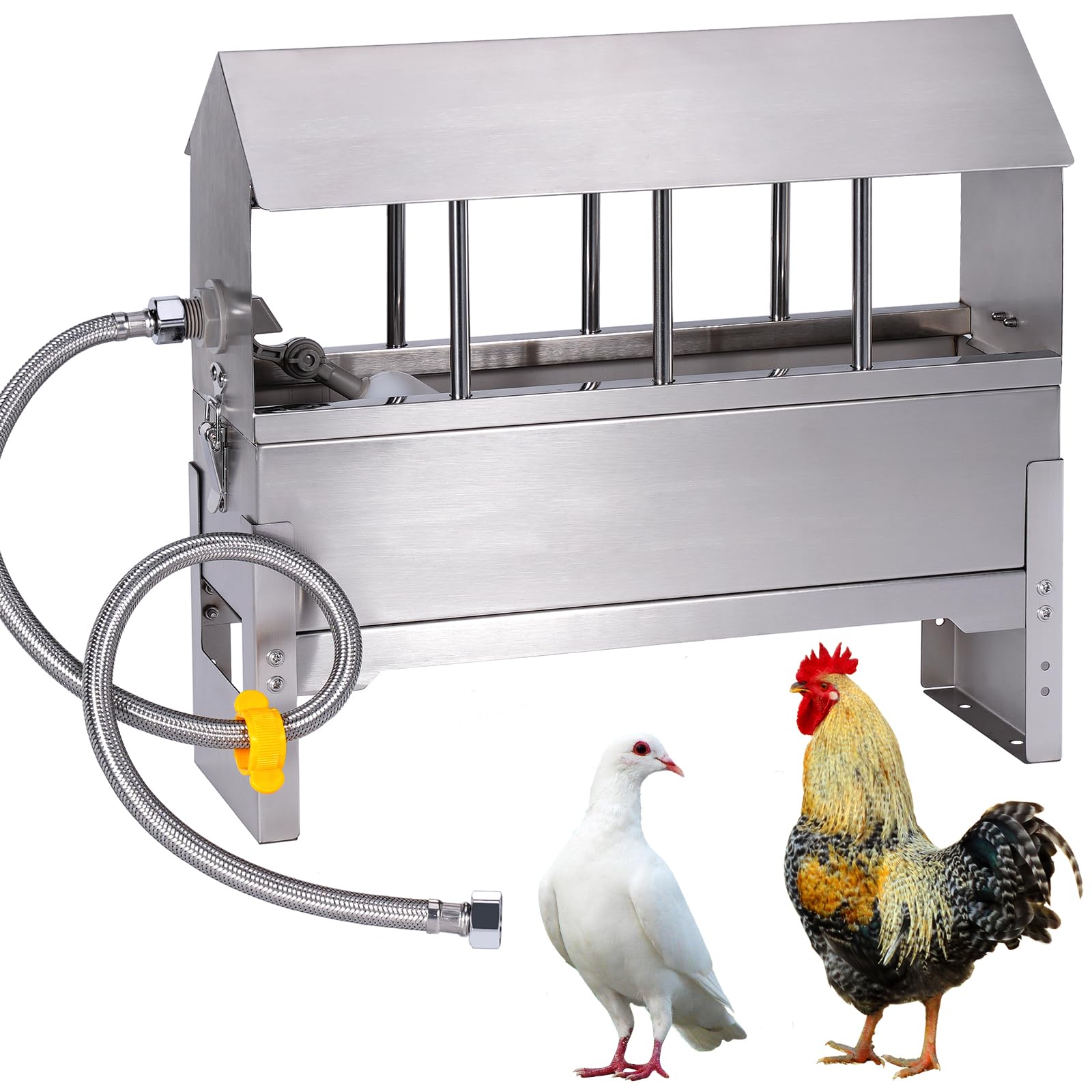 Bebedero para Palomas Bebedor AutomáTico De Acero Inoxidable con VáLvula De Flotador De 1/2 Pulgadas, Alimentador para Colas, Pollos Y Patos