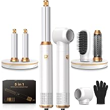 5 in 1 Blow Dryer Brush Set, Hot Air Styler Air Curling Wrap Air Curler Low Heat Hair Care, Round Brush Blow Dryer Hair Styling Tools Gift for Dry,Volumize,Straight,Curl, 110-120V