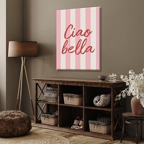 Miniatura 6 de WLZWD Arte de pared con cita italiana Ciao Bella, impresión en lienzo preppy femenina, decoración estética, retro, póster lindo arte de pared